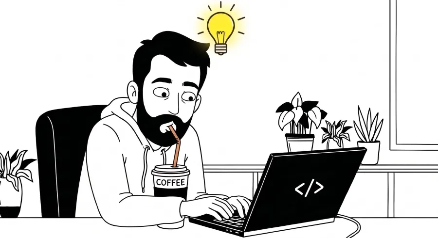 A developer typing on his laptop