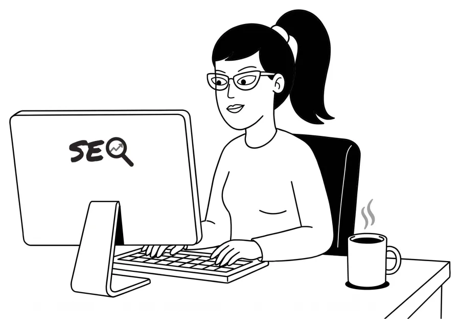 An SEO specialist at her computer