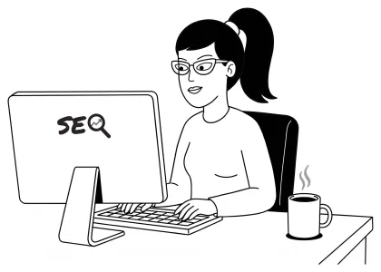An SEO specialist at her computer