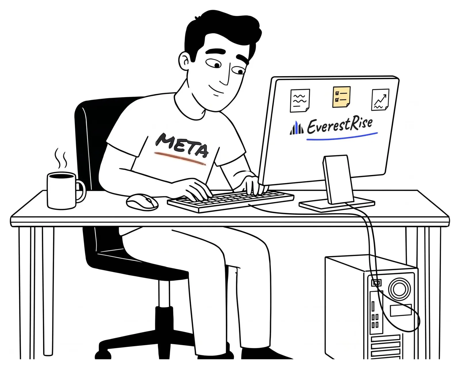 A Meta ads specialist at his computer, with enquiries stacking up on the screen